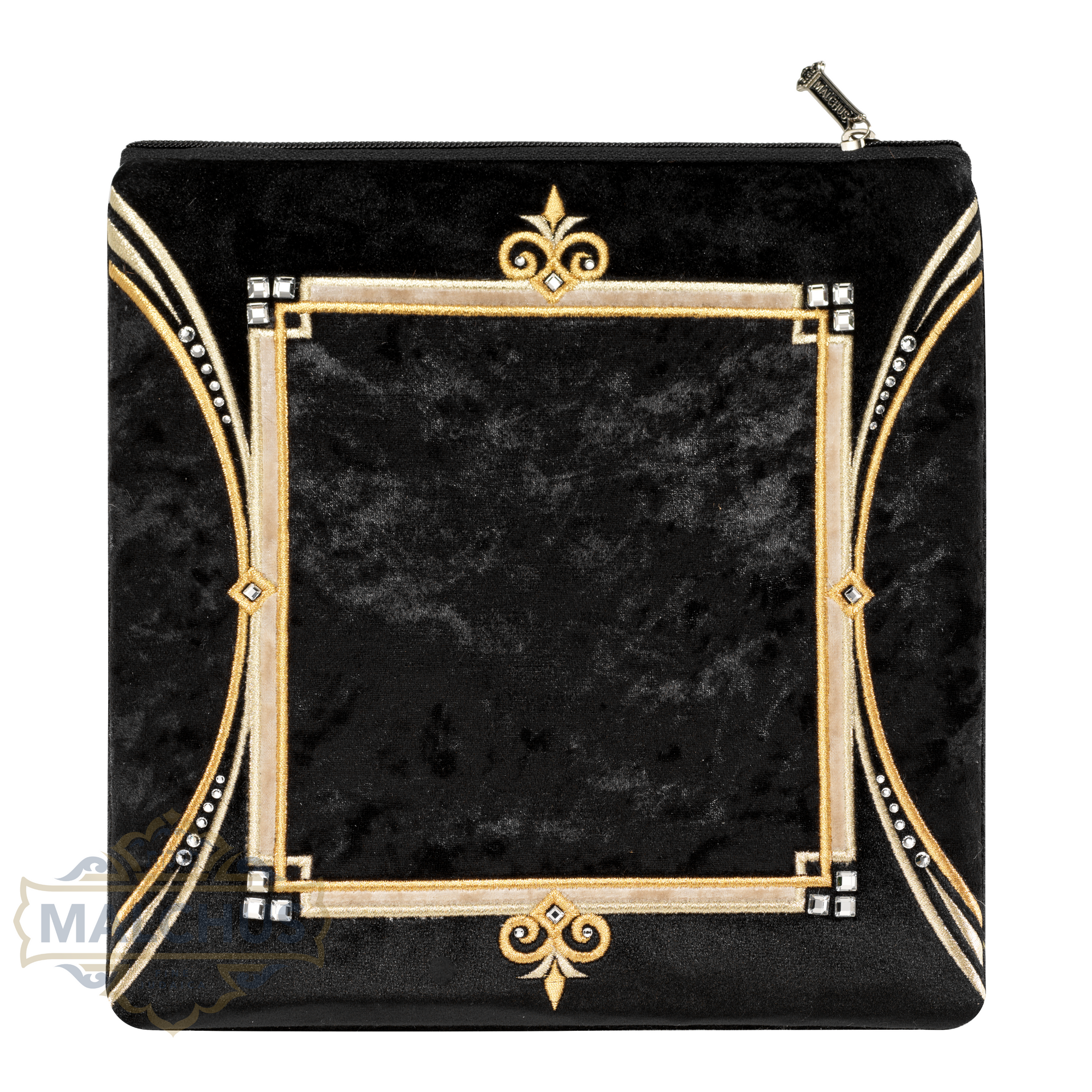 Bag #270 Black Velvet & Gold Emb - Judaica Accessories
