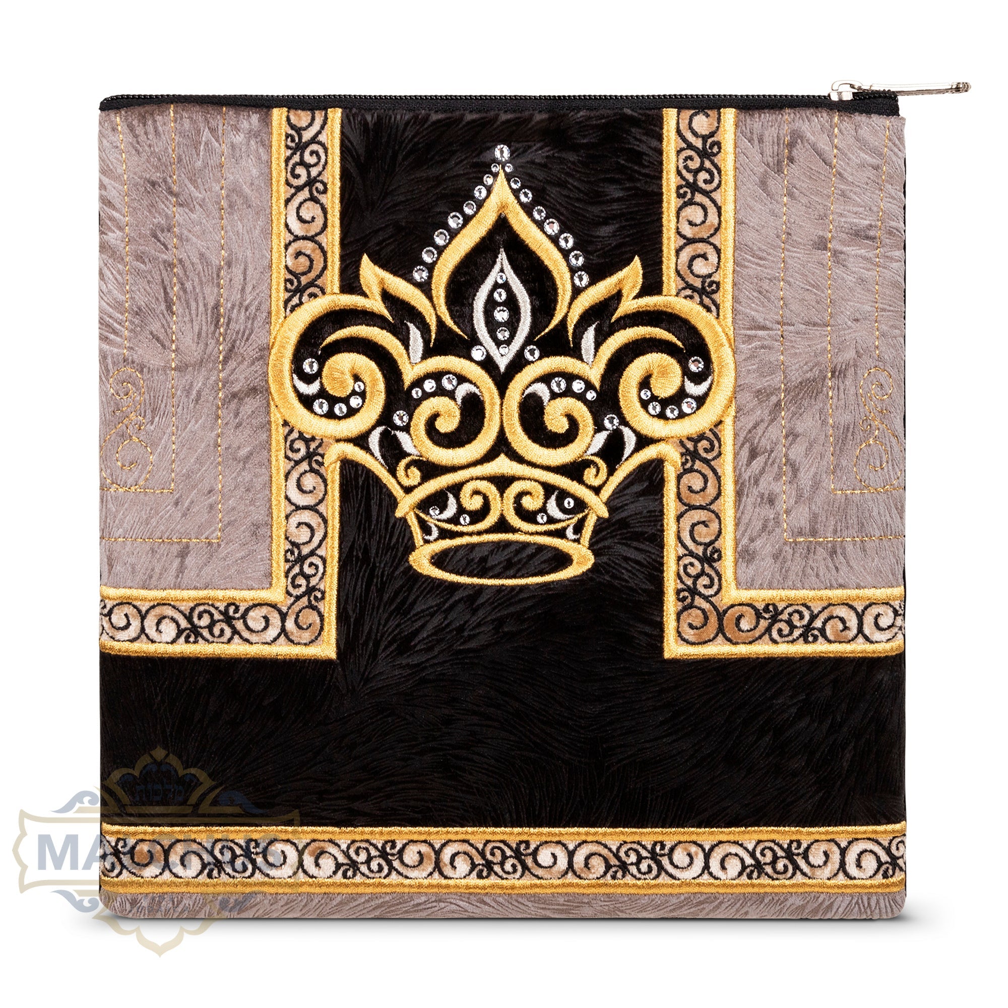 Bag #332 Black Velvet & Gold Emb - Judaica Accessories