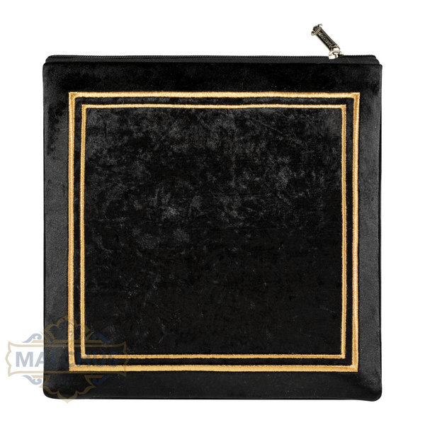 Design 340 gold embroidered panel on black velvet tallis bag | Judaica Square Lakewood
