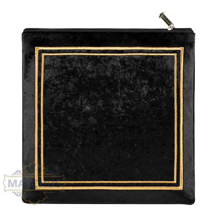Design 340 gold embroidered panel on black velvet tallis bag | Judaica Square Lakewood