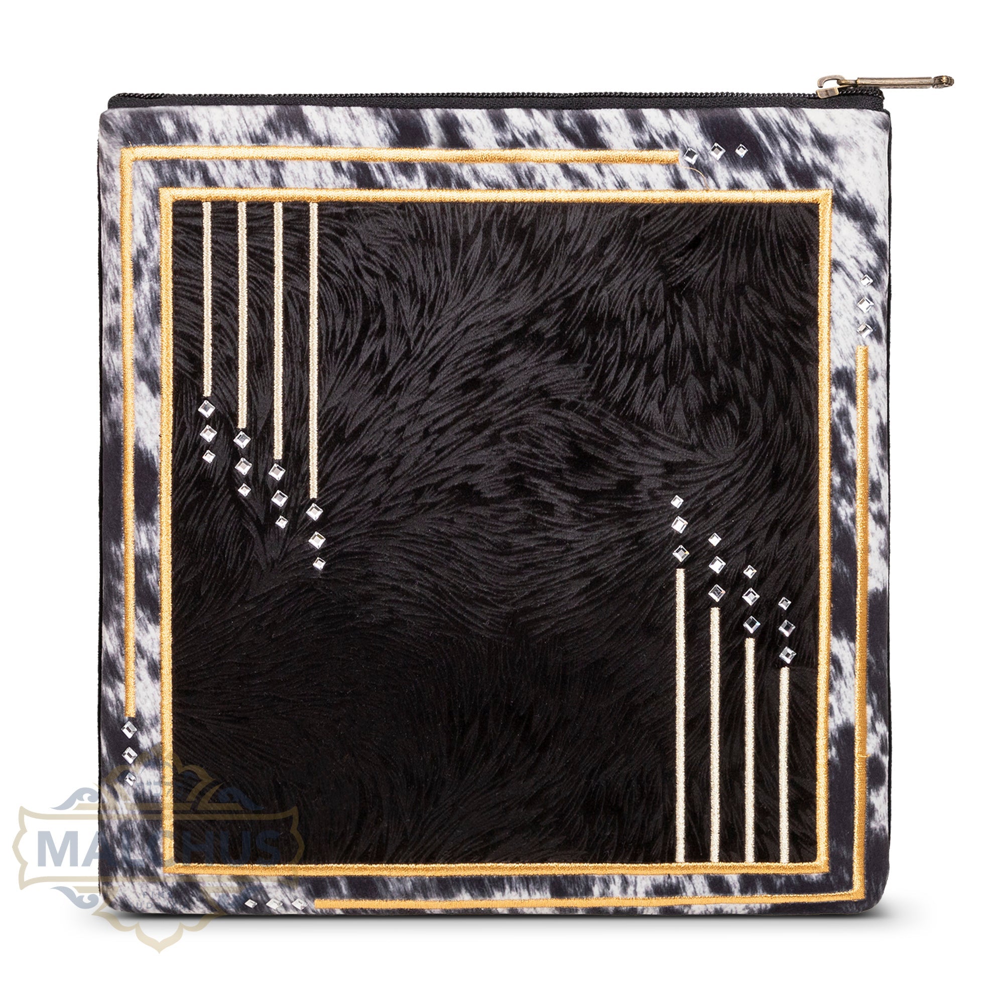 Bag #345 Black Velvet & Gold Emb - Judaica Accessories