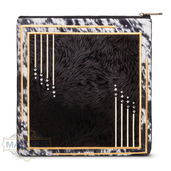 Gold embroidered border on black velvet tallis bag design 345 | Judaica Square Lakewood