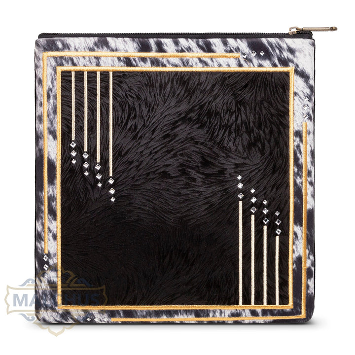 Gold embroidered border on black velvet tallis bag design 345 | Judaica Square Lakewood