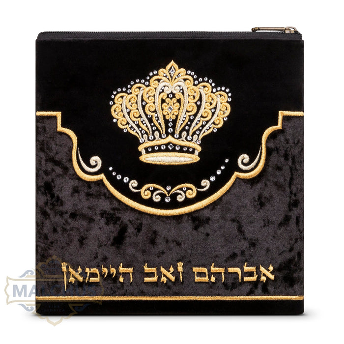 Design 540 gold embroidered black velvet tallis bag | Judaica Square Lakewood