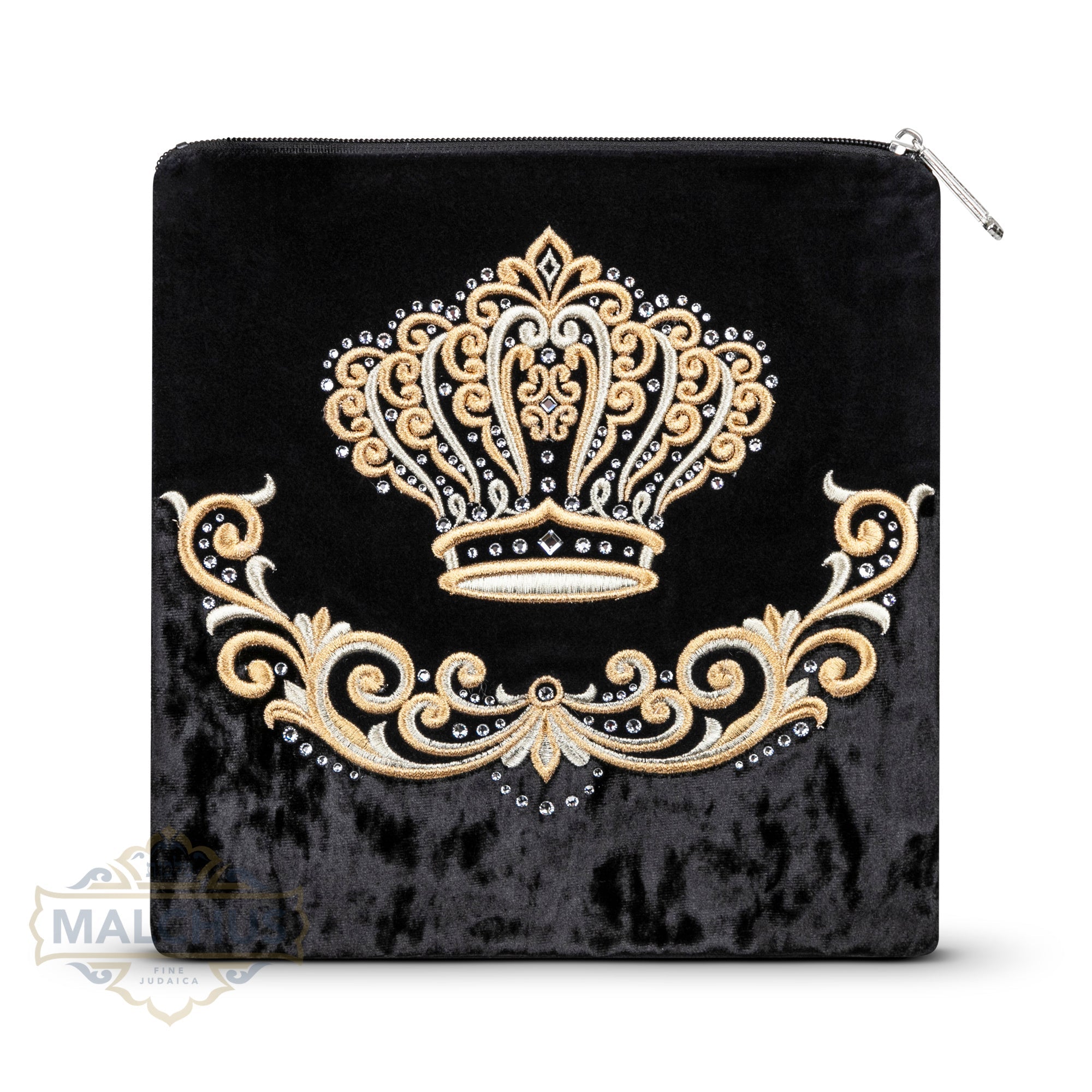 Bag #710 Black Velvet & Gold Emb - Judaica Accessories