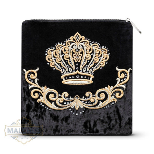 Bag #710 Black Velvet & Gold Emb - Judaica Accessories