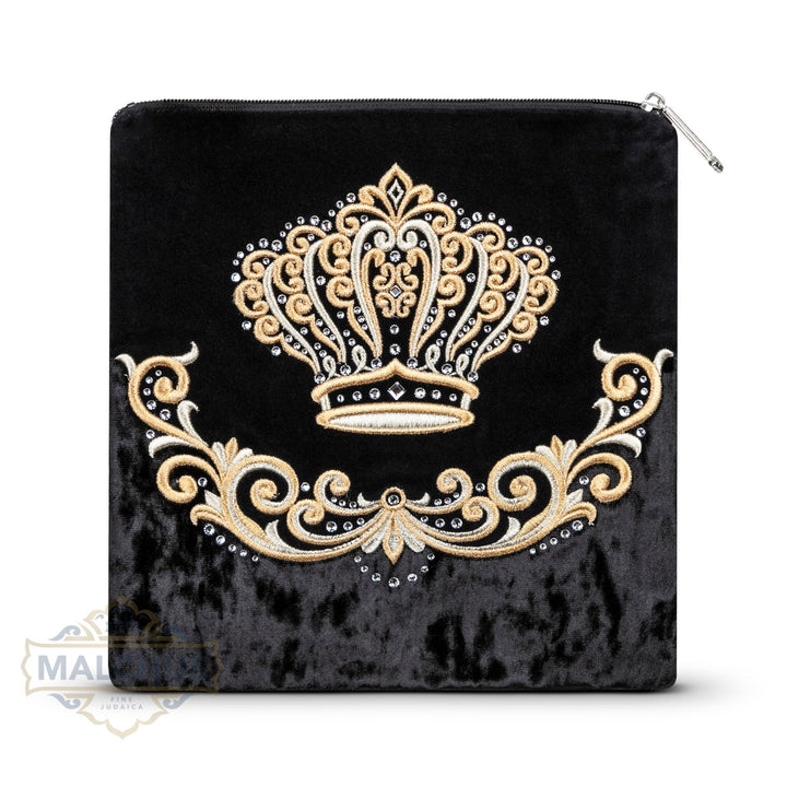 Design 710 tall gold embroidered panel on black velvet bag | Judaica Square Lakewood