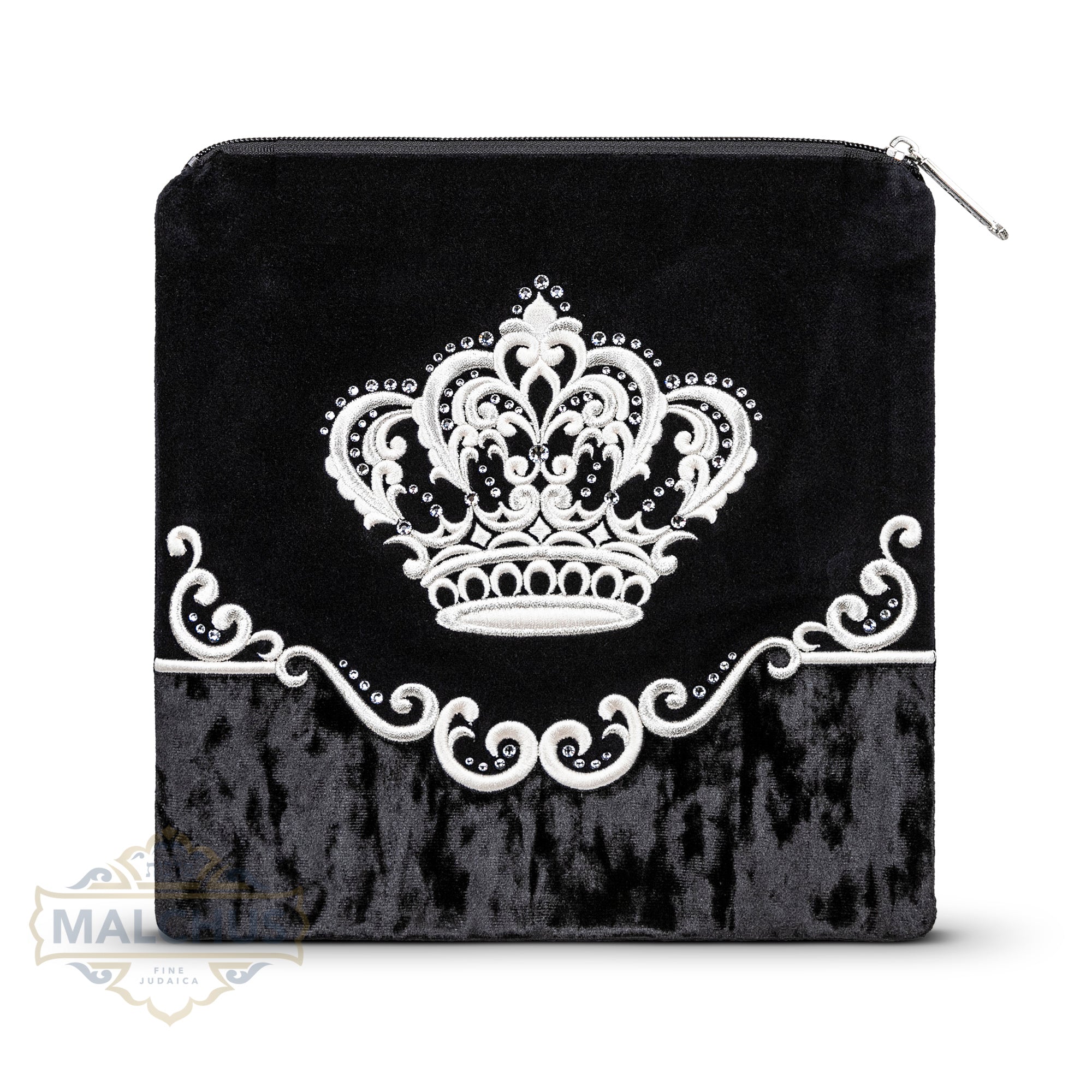 Bag #720 Black Velvet & Silver Emb - Judaica Accessories