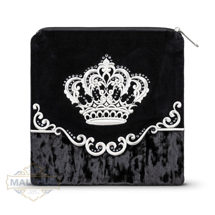 Black Velvet Tallis & Tefillin Bag with Silver Embroidery #720