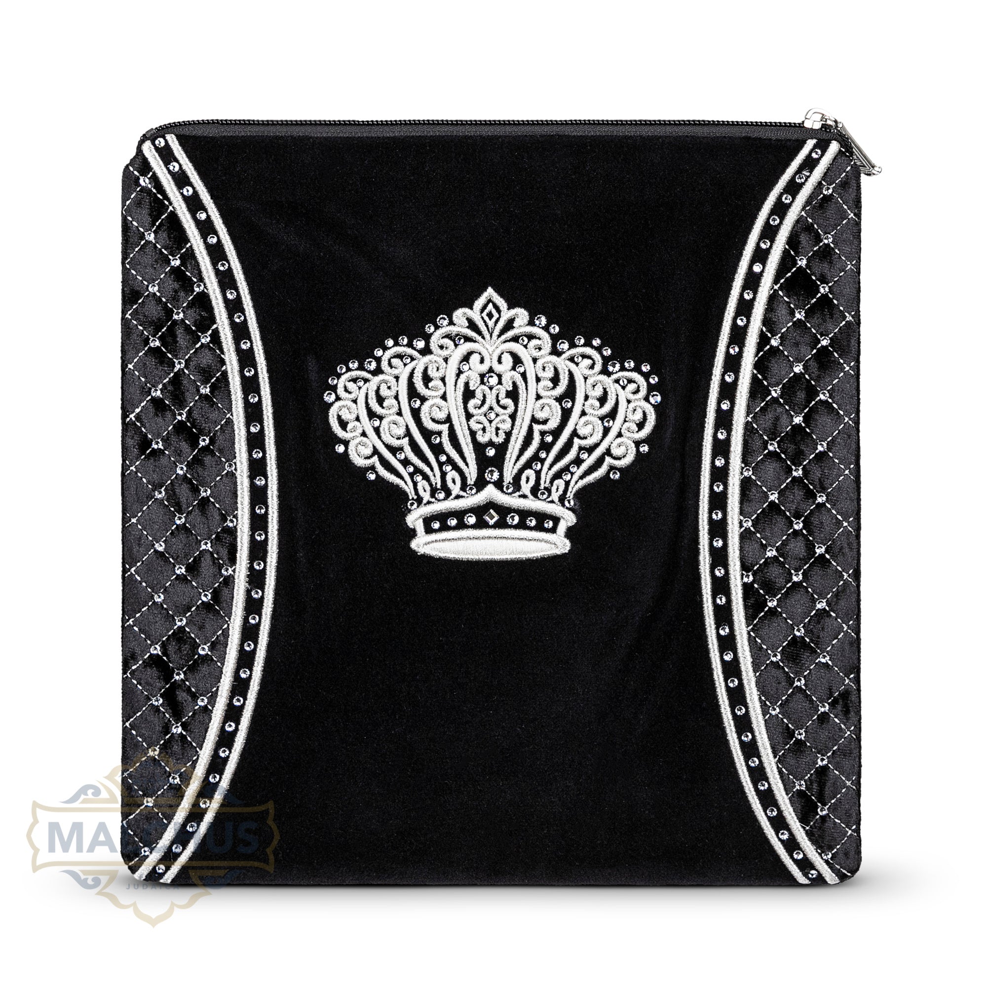 Bag #730 Black Velvet & Silver Emb - Judaica Accessories