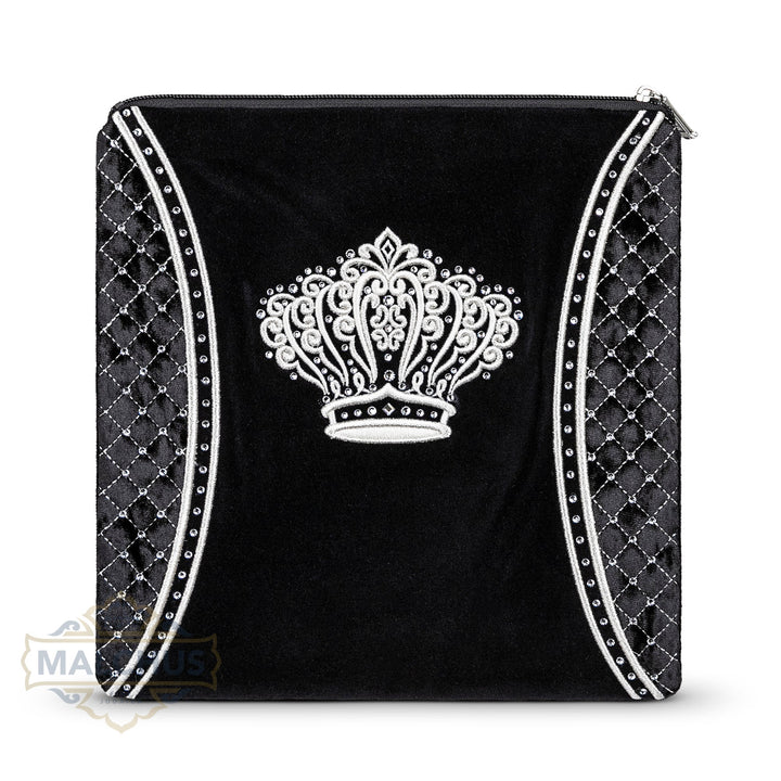 Black Velvet Tallis & Tefillin Bag with Silver Embroidery #730