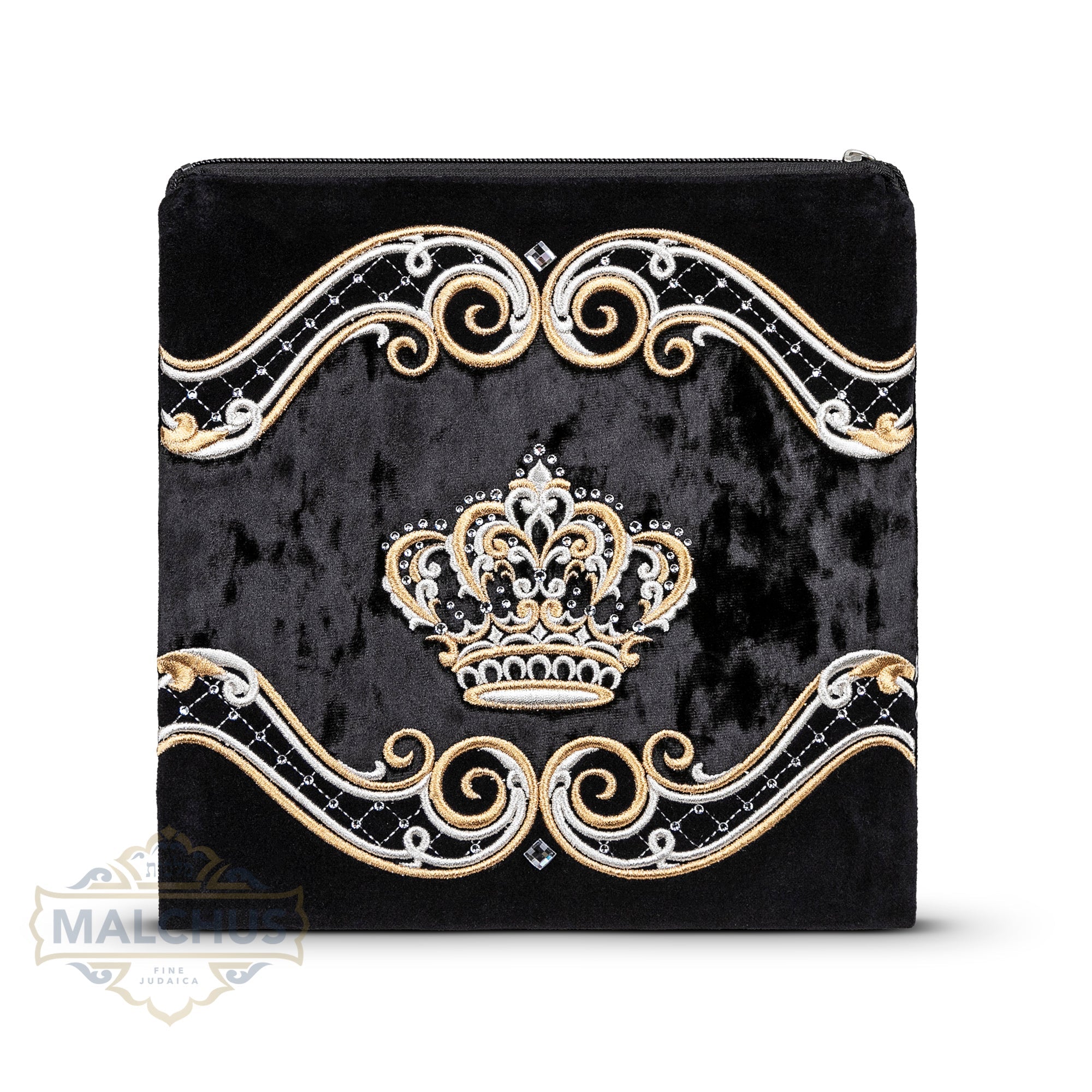 Bag #740 Black Velvet & Gold Emb - Judaica Accessories