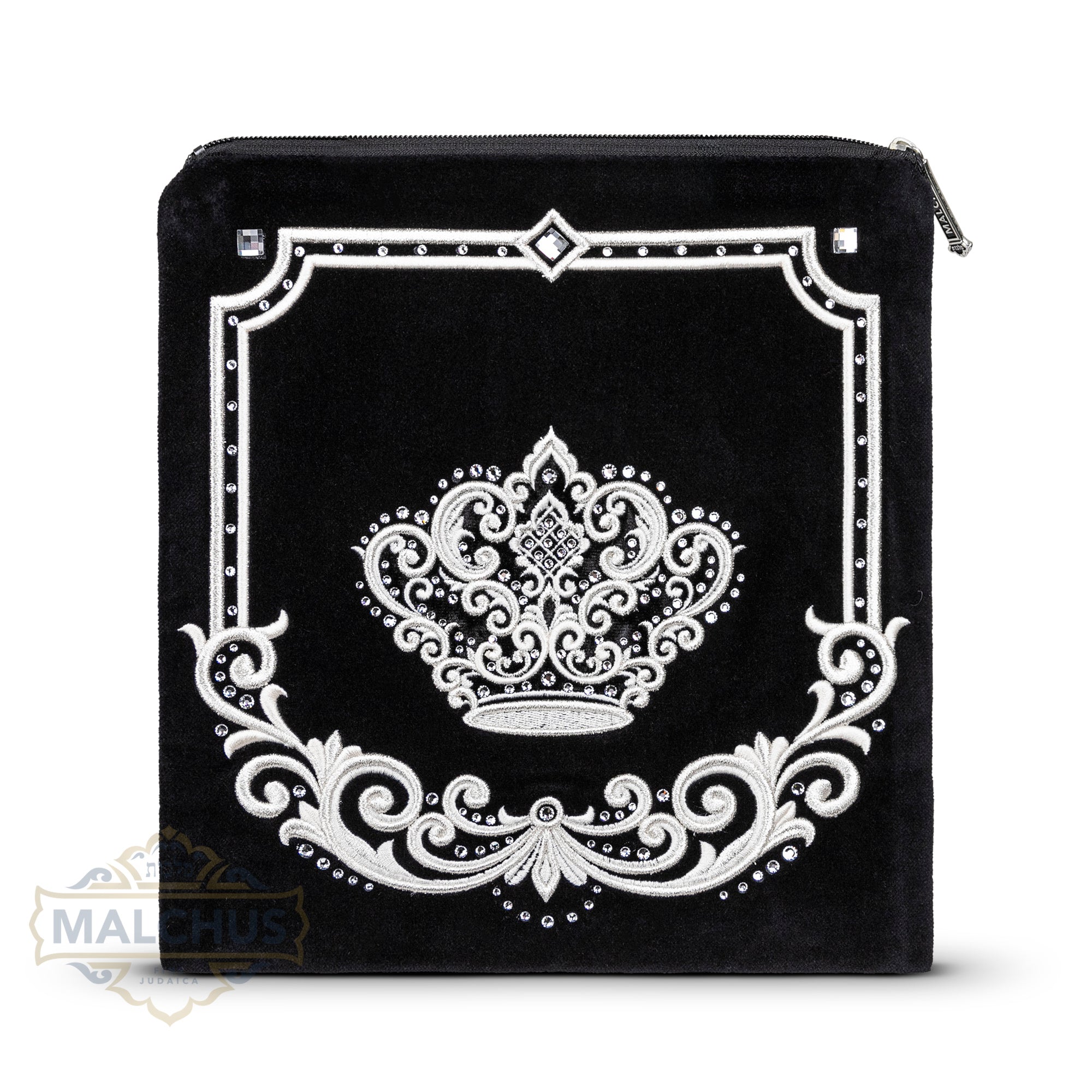 Bag #750 Black Velvet & Silver Emb - Judaica Accessories