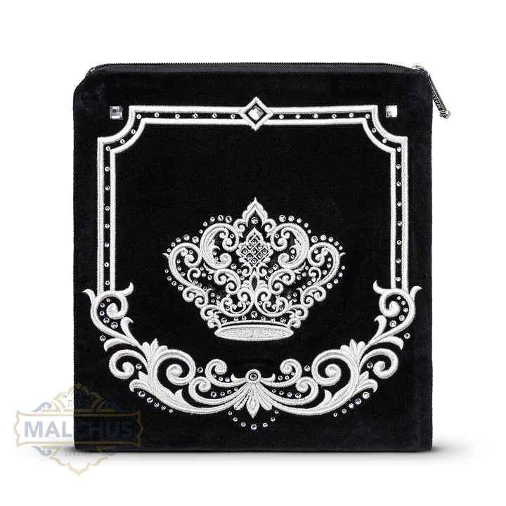 Black Velvet Tallis & Tefillin Bag with Silver Embroidery #750