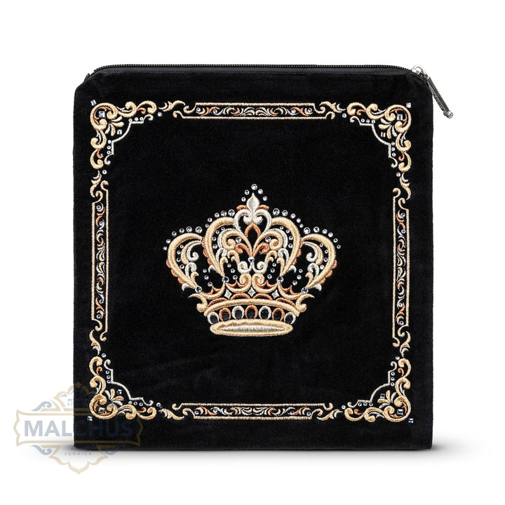 Gold latticework embroidery on black velvet tallis bag design 760 | Judaica Square Lakewood