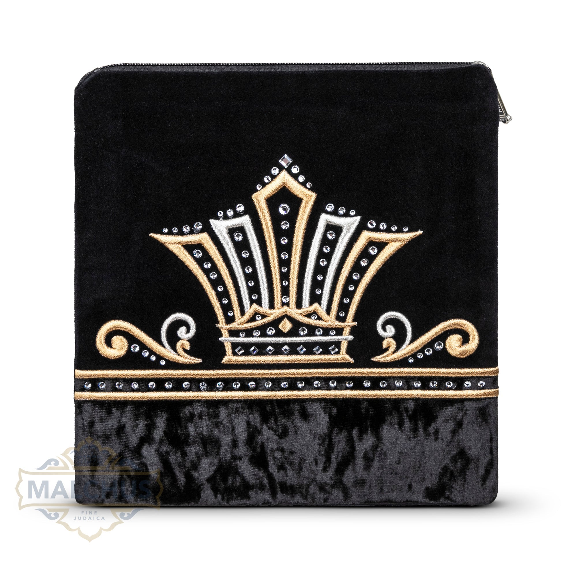 Bag #780 Black Velvet & Gold Emb - Judaica Accessories