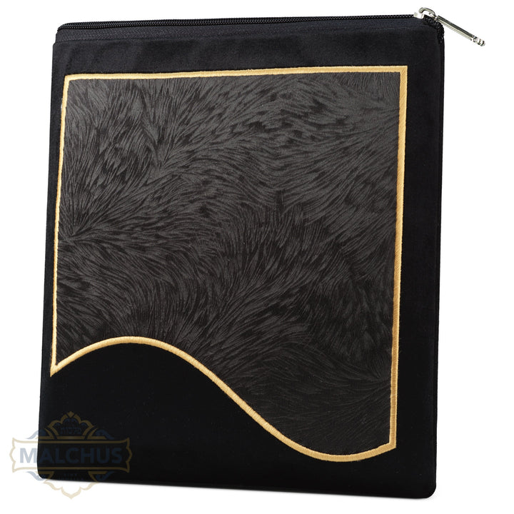 Black velvet tallis and tefillin bag, gold embroidery, design #827 | Judaica Square Lakewood
