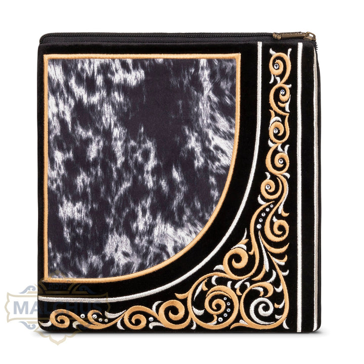 Black velvet tallis and tefillin bag with gold embroidery, design #836 | Judaica Square Lakewood