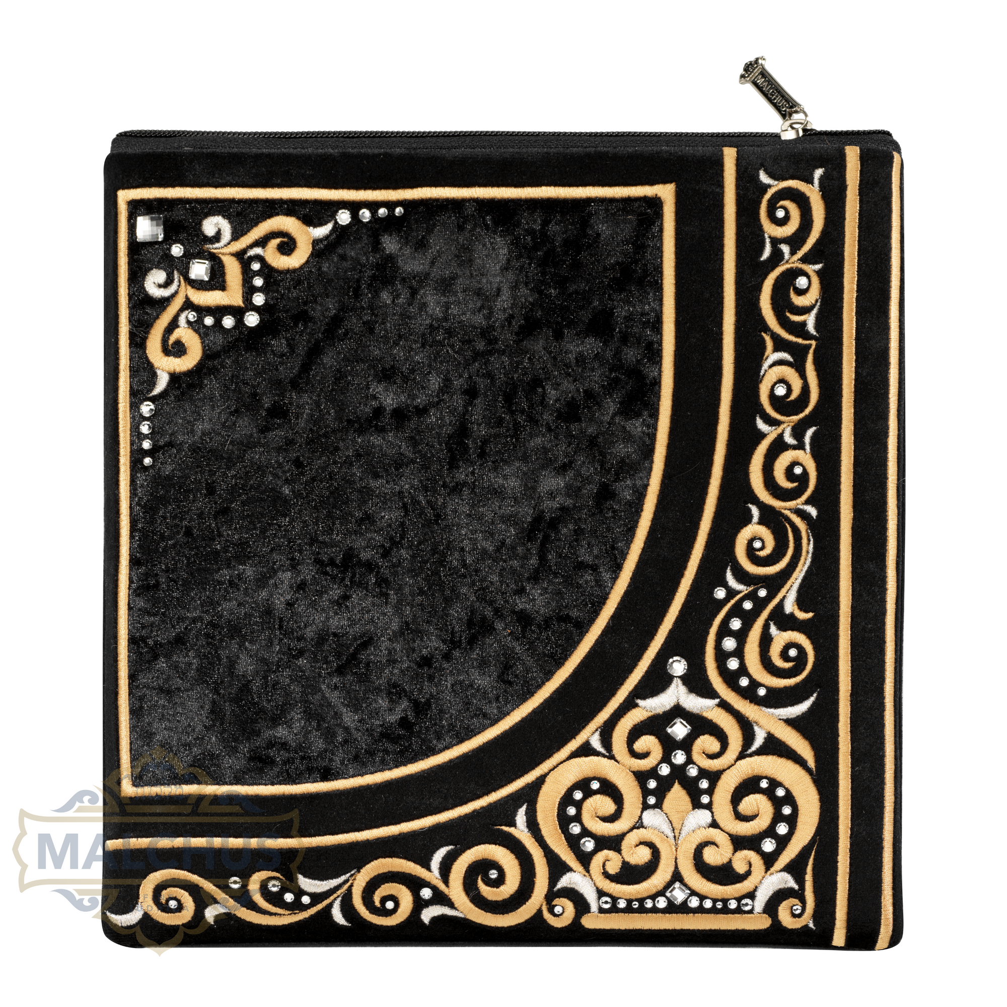Bag #838 Black Velvet & Gold Emb - Judaica Accessories