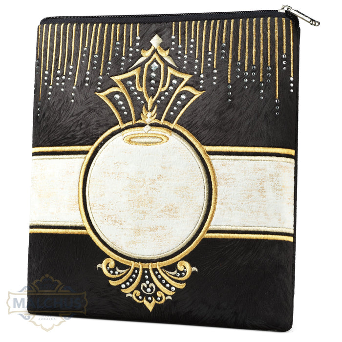 Black velvet tallis and tefillin bag, gold embroidery, design #847 | Judaica Square Lakewood