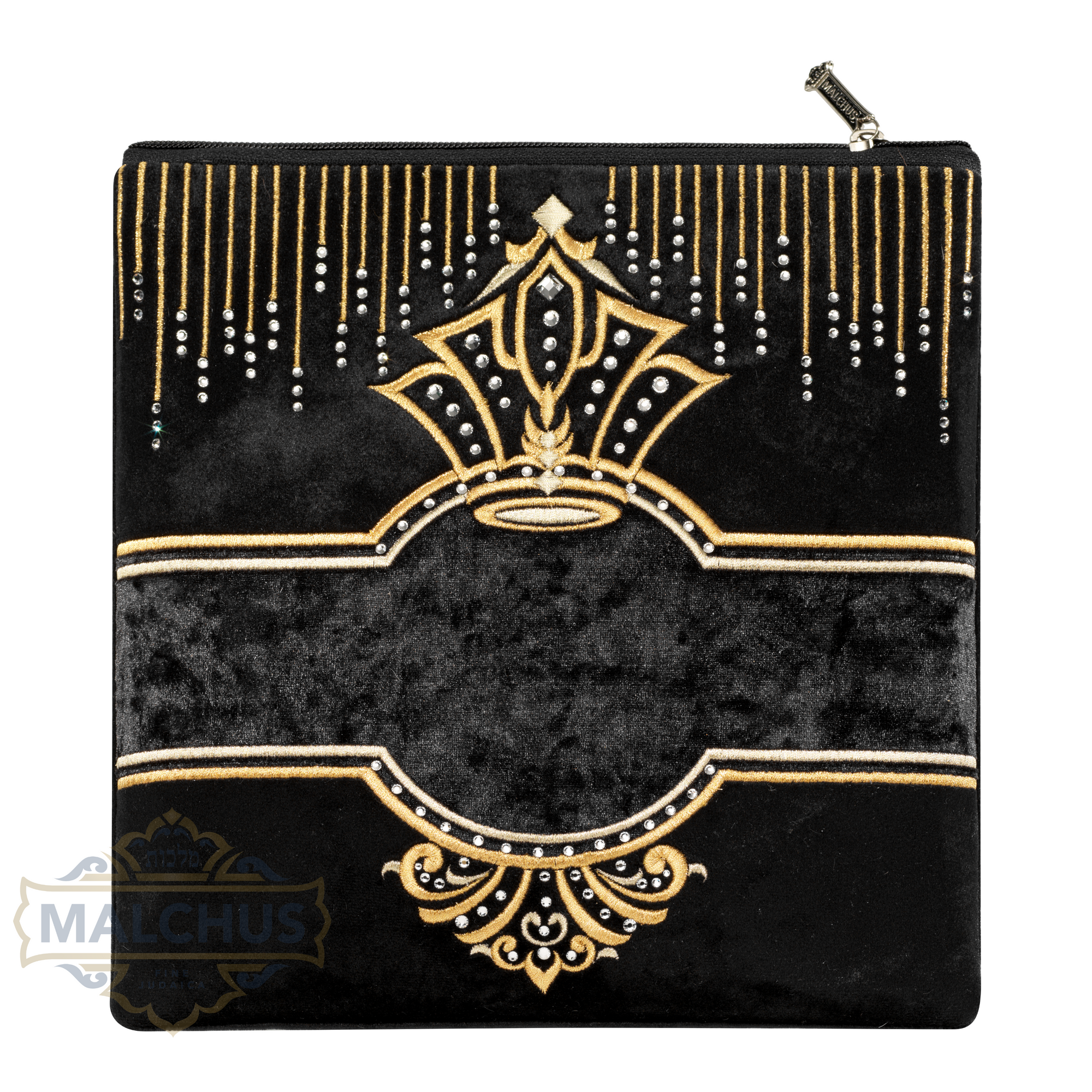 Bag #848 Black Velvet & Gold Emb - Judaica Accessories