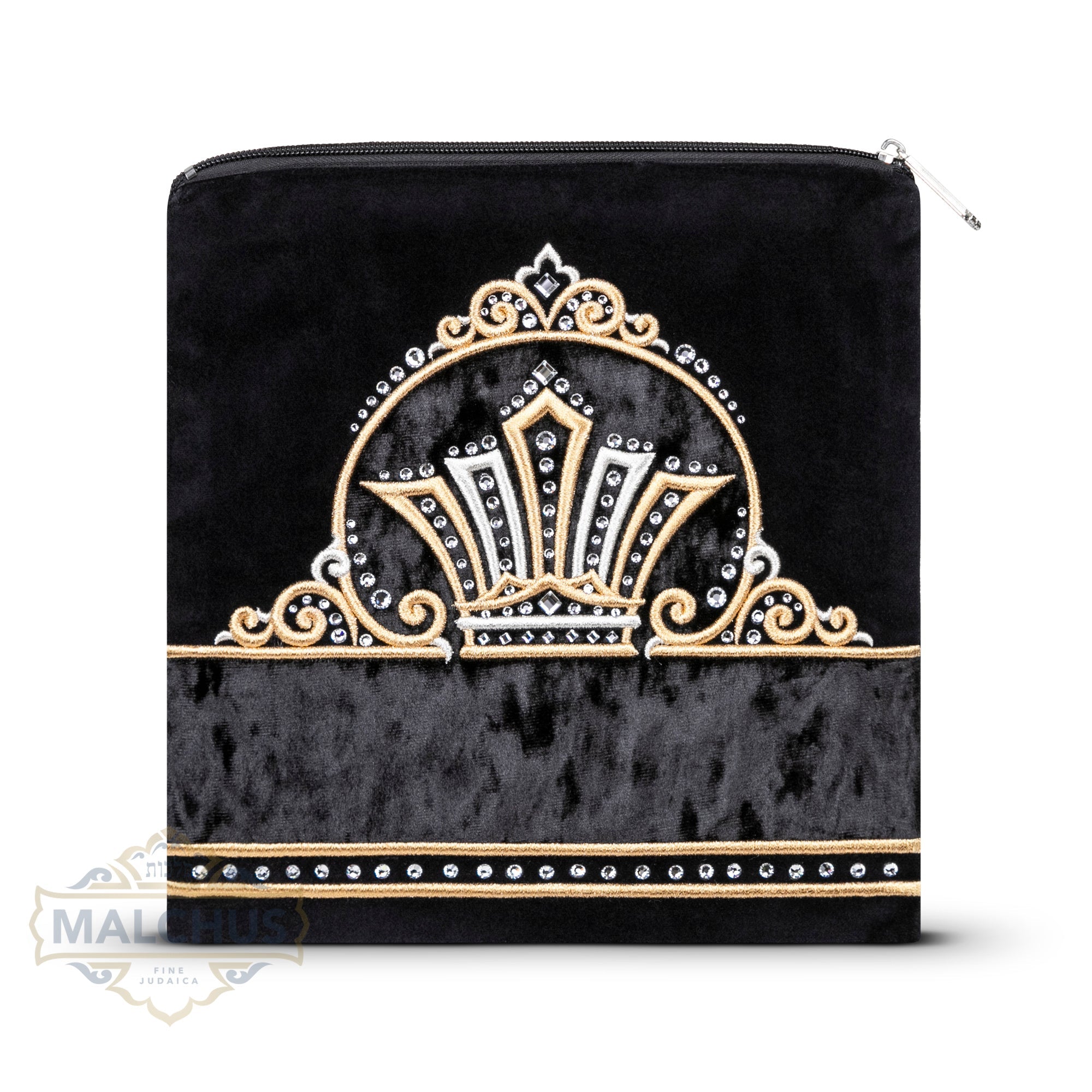 Bag #852 Black Velvet & Gold Emb - Judaica Accessories