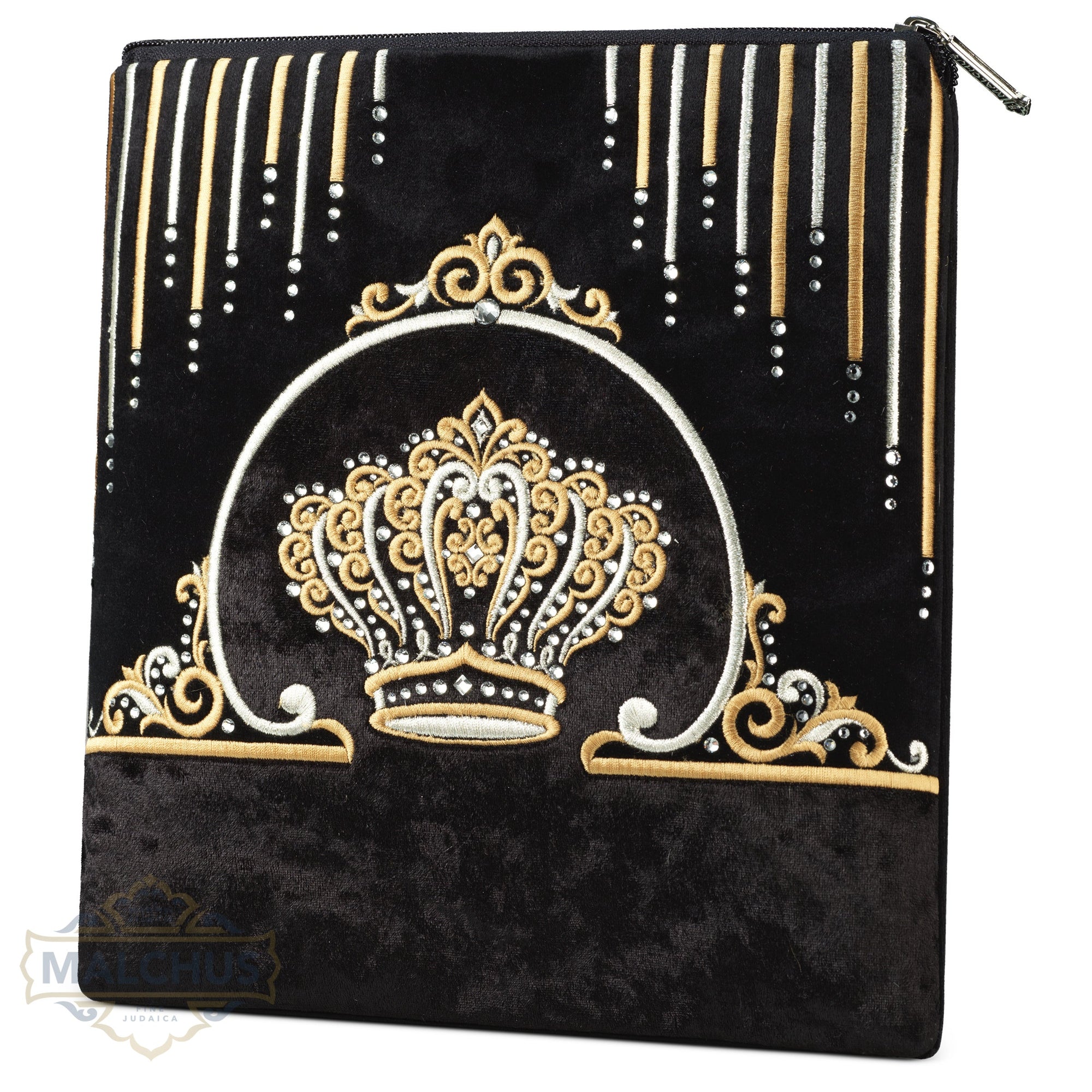 Bag #857 Black Velvet & Gold Emb - Judaica Accessories