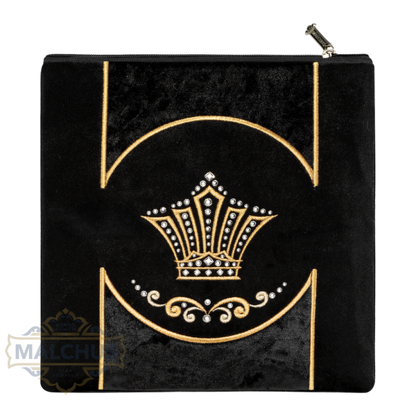 Black velvet tallis and tefillin bag with gold embroidery, design #868 | Judaica Square Lakewood