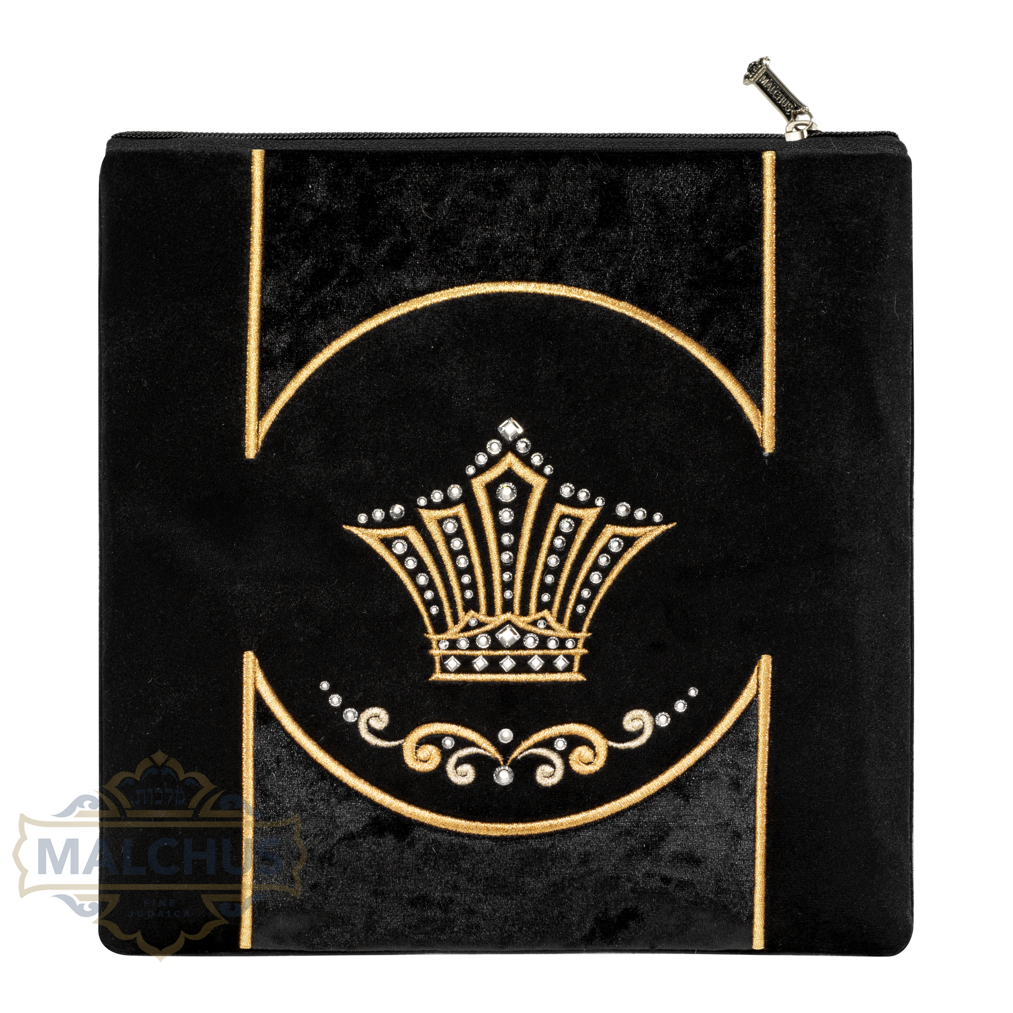 Bag #868 Black Velvet & Gold Emb - Judaica Accessories