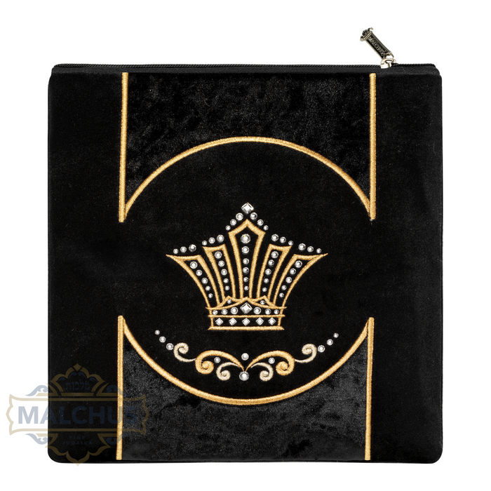 Black velvet tallis and tefillin bag with gold embroidery, design #868 | Judaica Square Lakewood