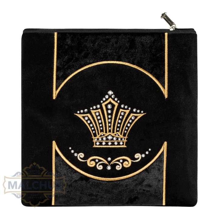 Black velvet tallis and tefillin bag with gold embroidery, design #868 | Judaica Square Lakewood