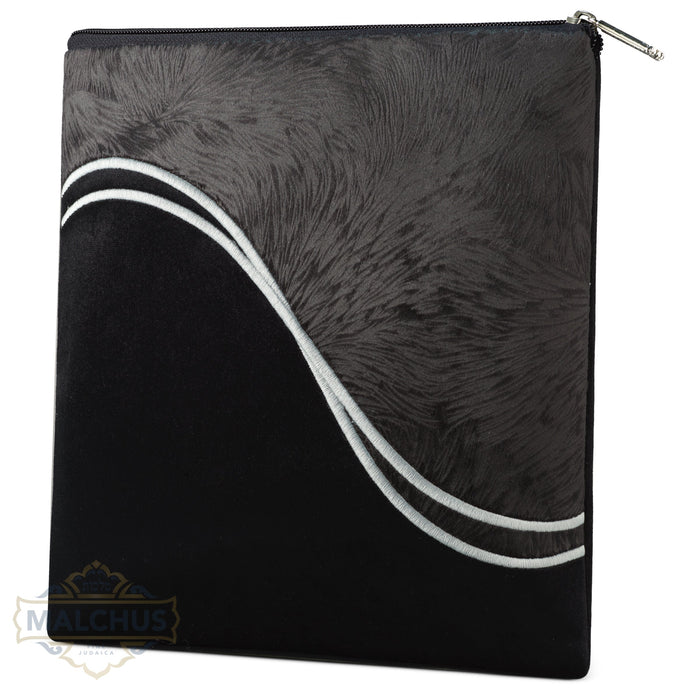 Black velvet tallis and tefillin bag, silver embroidery, design #887 | Judaica Square Lakewood