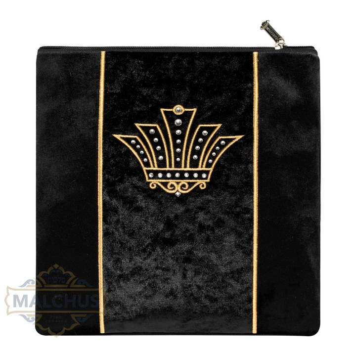 Black velvet tallis and tefillin bag, gold embroidery, design #892 | Judaica Square Lakewood