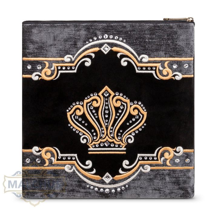 Black velvet tallis and tefillin bag, gold embroidery, design #956 | Judaica Square Lakewood