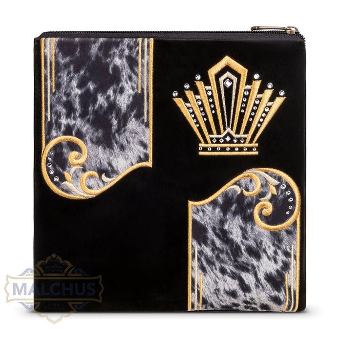 Black velvet tallis and tefillin bag, gold embroidery, design #995 | Judaica Square Lakewood