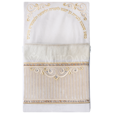 Bris Pillow Style #1326 White, Gold Embroidery - Embroidered Judaica