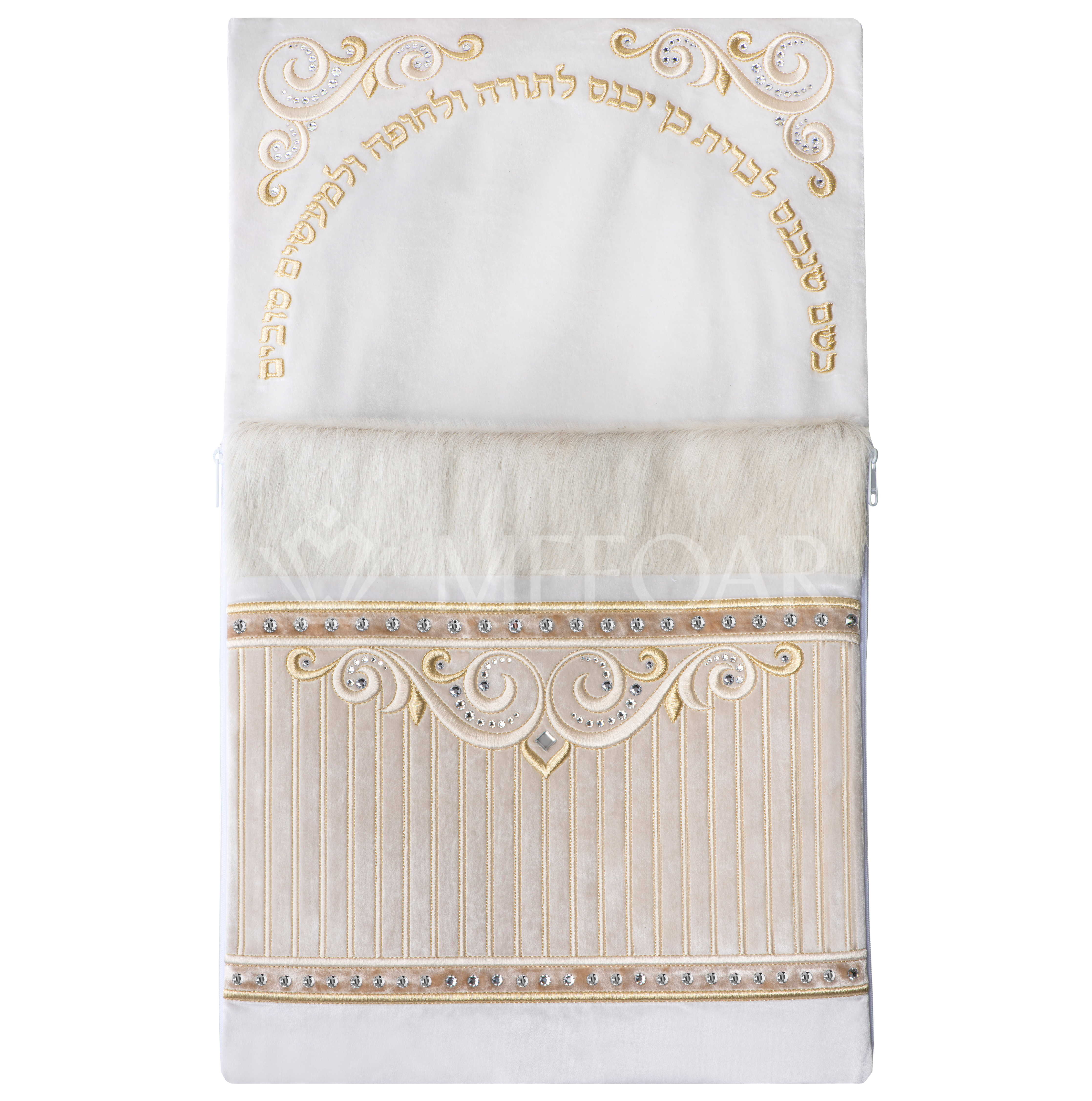 Bris Pillow Style #1326 White, Gold Embroidery - Embroidered Judaica