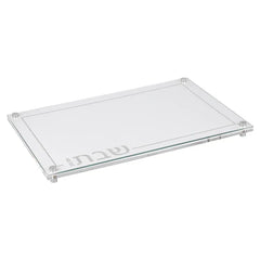 BT Shalom Collection: Lucite Leather Challah Board with Glass Top - White