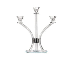 BT Shalom Collection: Crystal 3 Branch Candelabra with Inner Net Design