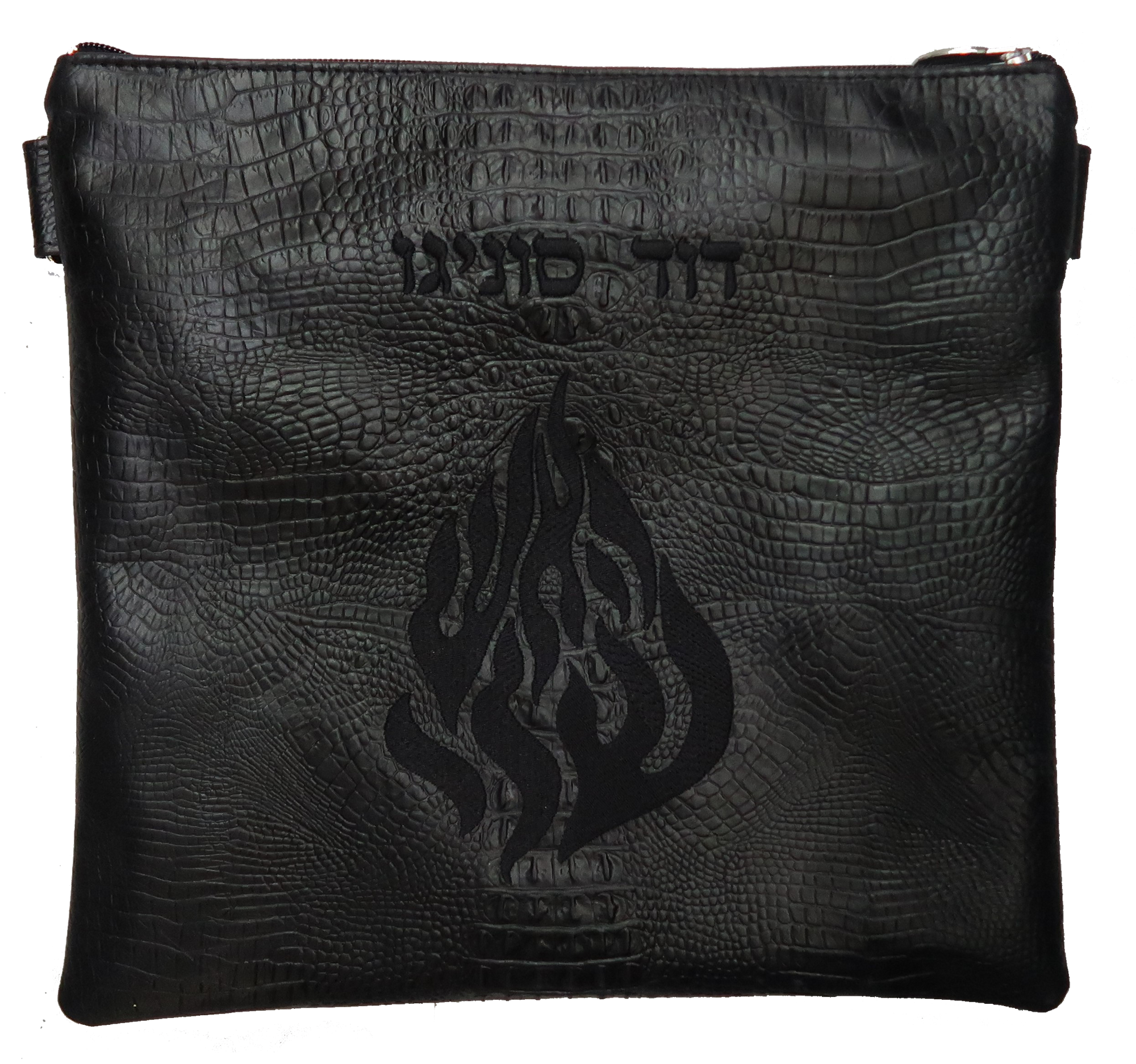 Prestige Croc Tallit & Tefillin Bag — Flame & Croc Design, Regal Collection (615F-BK3)