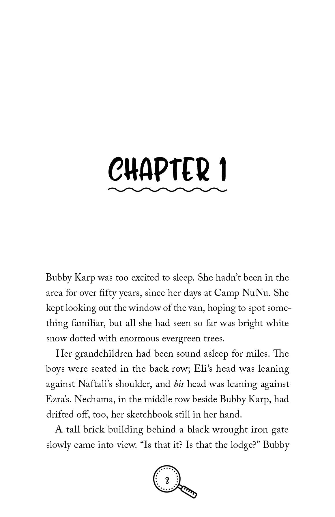 Bubby Karp and the Mystery at Ponderosa Pines — inside page 1