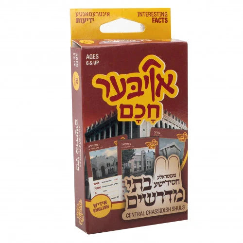 Maroon Oiber Chuchem Central Chassidish Shuls box with photo cards of large shul buildings