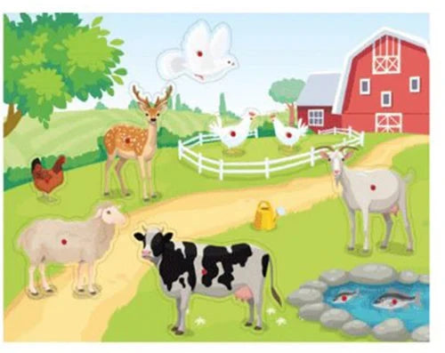 Wooden Peg Puzzle - Kosher Animal Farm S