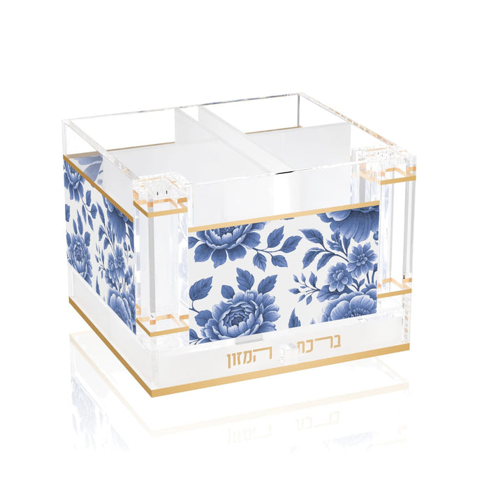 Maison Bloom Cutlery Holder with Salt, Pepper & Bencher Set — Shabbos, Acrylic | Judaica Square Lakewood