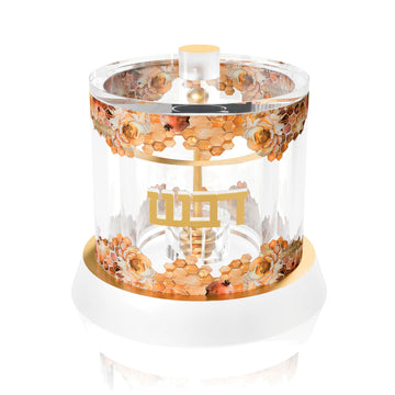 Blush Nectar Honey Dish — Rosh Hashanah — Dimensions: 3.95" diameter x 4.1" height