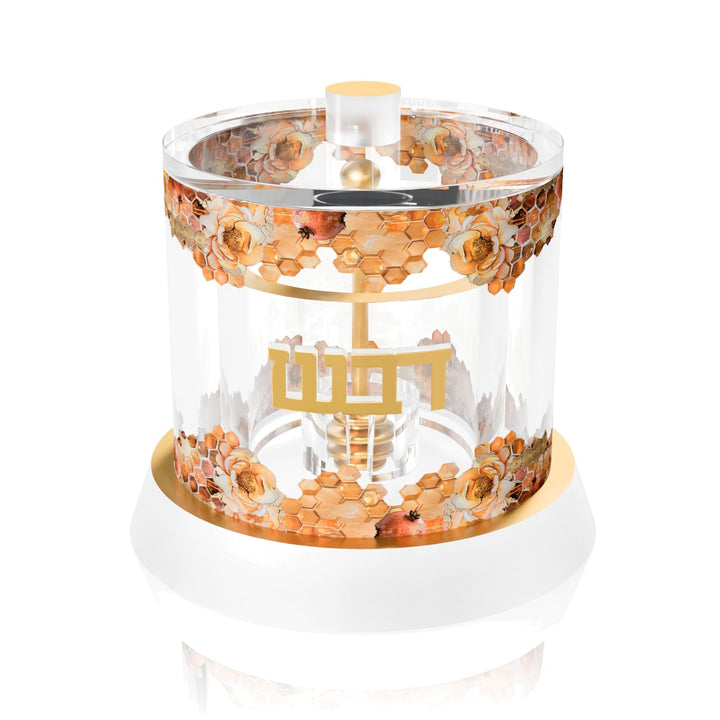 Blush Nectar Honey Dish — Rosh Hashanah — Dimensions: 3.95" diameter x 4.1" height
