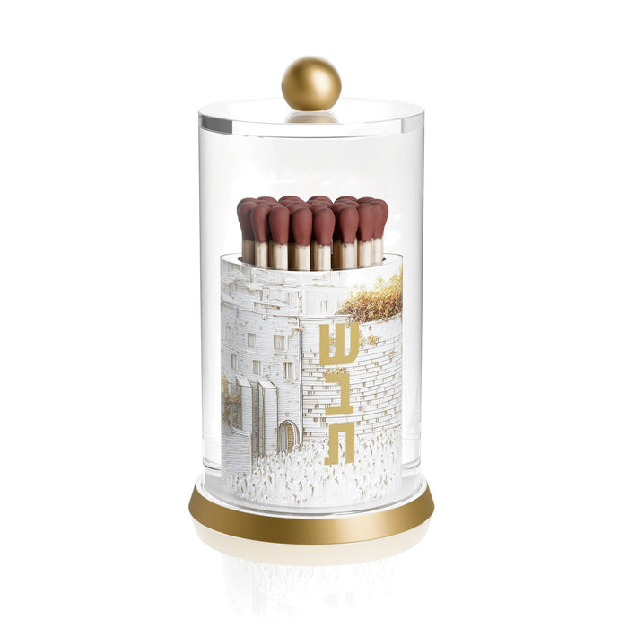 Elevated Stone Match Holder — Shabbos, Acrylic | Judaica Square Lakewood