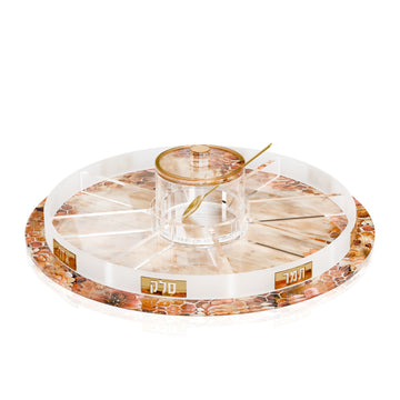Blush Nectar Simanim Tray — Rosh Hashanah — Dimensions: 12.4 inch diameter