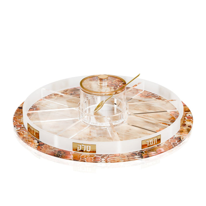 Blush Nectar Simanim Tray — Rosh Hashanah, Acrylic | Judaica Square Lakewood