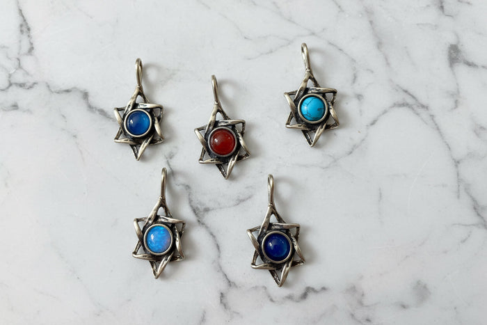 Sterling Star of David pendant with deep blue lapis lazuli stone | Judaica Square Lakewood